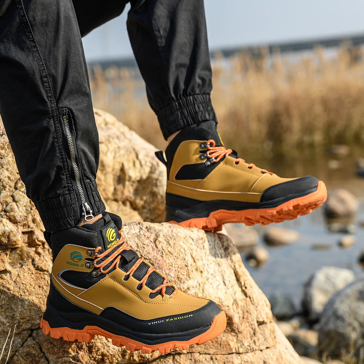 Botas de seguridad para hombre con puntera de acero, antigolpes y resistentes a perforaciones, de calidad europea.