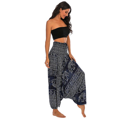 Bohemian Pants Women Pantalones Mujer Hippie High Waist Rayon Harem Baggy Boho Yoga Beach Wear Pour Femme Calca Feminina Printed
