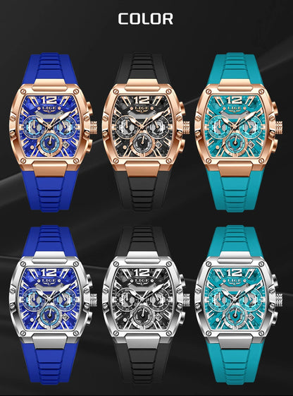 LIGE Reloj de cuarzo sencillo para hombre, correa de silicona, deportivo, informal, para exteriores, calendario, luminoso, resistente al agua, hueco, nuevo