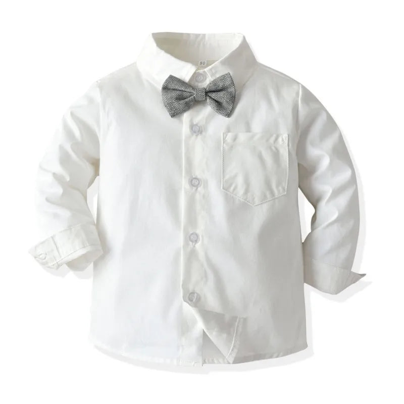 Conjunto de ropa para bebé niño, camisa con lazo, chaleco y pantalón, 3 piezas, traje de manga larga para fiesta de cumpleaños, ropa para bebé de 0 a 7 años