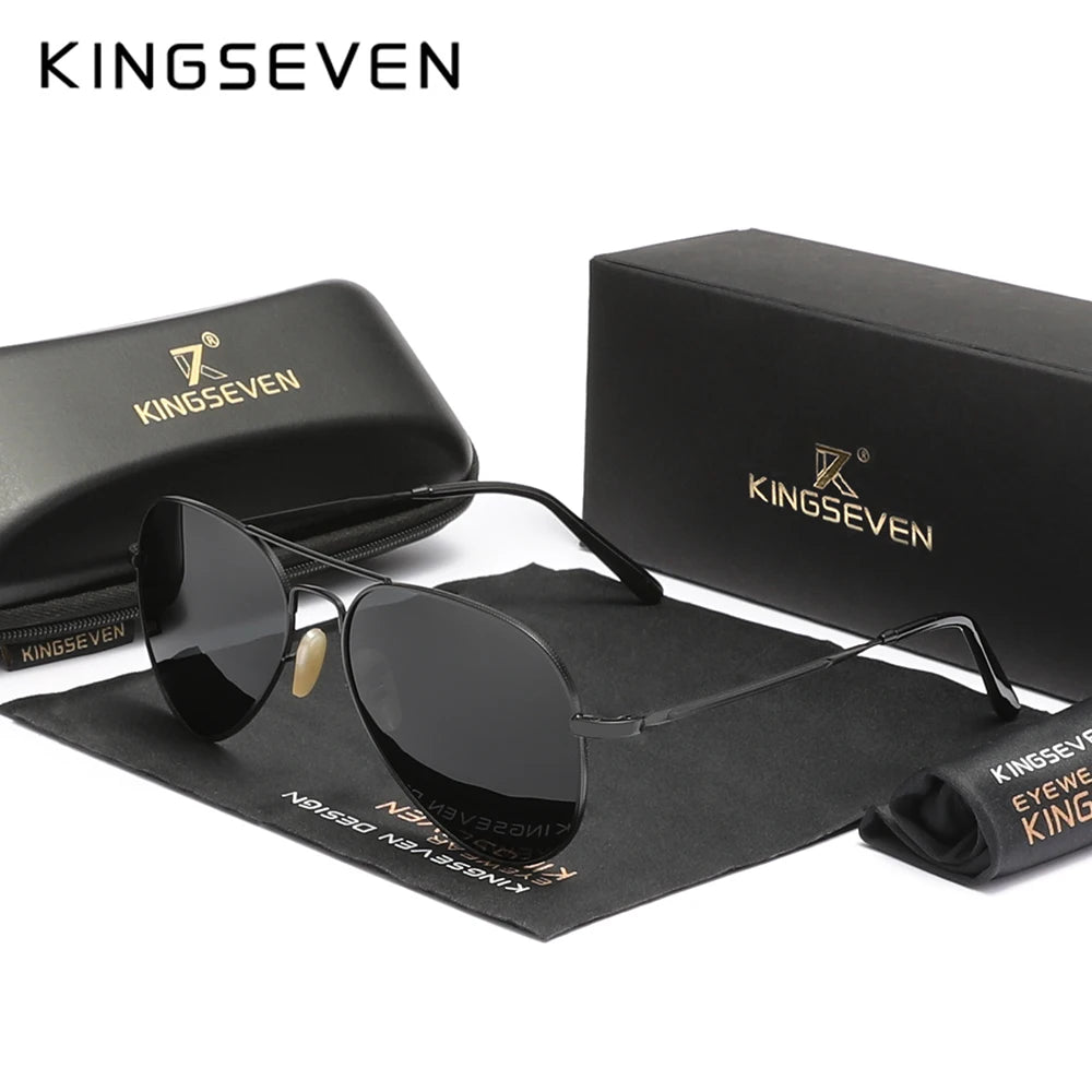 Gafas de sol KINGSEVEN Pilot de aleación, polarizadas, UV400, antirreflejos, montura completa, estilo chirivía, estilo retro de lujo para mujer