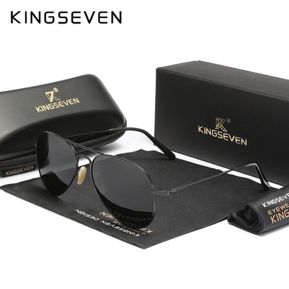 Gafas de sol KINGSEVEN Pilot de aleación, polarizadas, UV400, antirreflejos, montura completa, estilo chirivía, estilo retro de lujo para mujer