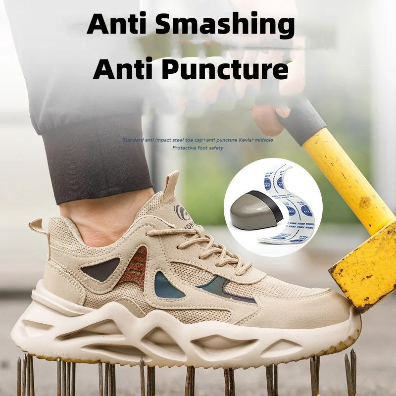 Zapatos de seguridad ligeros para hombre y mujer, zapatos de trabajo con puntera de acero, botas de trabajo, zapatillas deportivas transpirables para hombre y mujer, botas tácticas