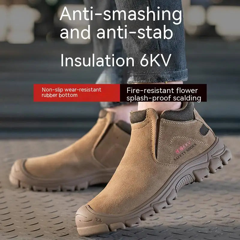 Zapatos de seguridad para hombre con puntera de acero, transpirables, suaves, antideslizantes, botas de trabajo protectoras, calzado cómodo para hombre, aislamiento 6KV.