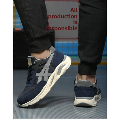 Nuevos zapatos de protección laboral ligeros y transpirables para hombres y mujeres, con puntera de acero antiaplastamiento y antipinchazos.