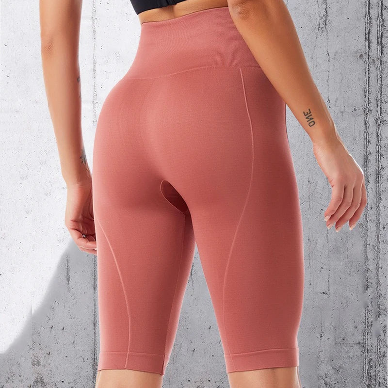 Leggings PofyBofy de cintura alta, sin costuras, elásticas, realzadoras de glúteos, ajustadas, hasta la rodilla, para fitness, yoga y deporte.