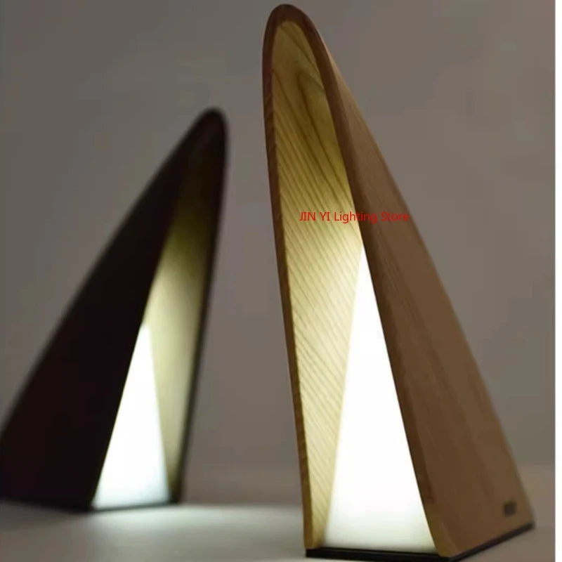 Lámpara de cama sencilla y moderna para dormitorio, luz de noche pequeña, madera maciza, iluminación creativa de ambiente USB.
