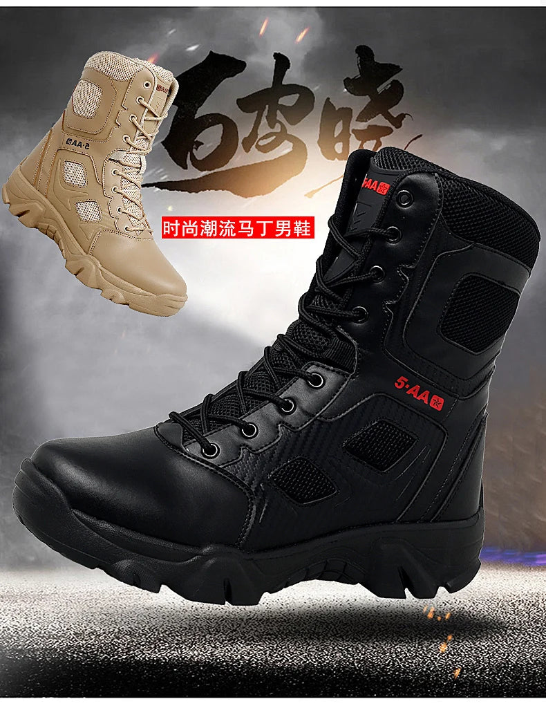 Botas tácticas para hombre, nuevas, de invierno, para combate, hasta el tobillo, antideslizantes, para trabajo, seguridad, botas militares, impermeables, para motocicleta.