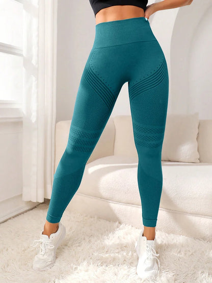 Pantalones deportivos ajustados con líneas sensuales que levantan los glúteos, pantalones elásticos de cintura alta para mujer, pantalones de fitness para correr y yoga.