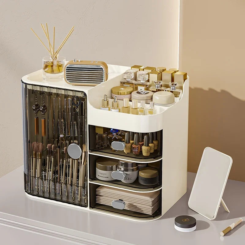 Caja de almacenamiento de cosméticos, a prueba de polvo, humedad e impermeable, con gran capacidad para productos de cuidado de la piel, con posibilidad de almacenamiento en capas.