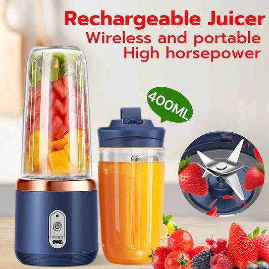 Licuadora portátil multifunción de 2 tazas, con 6 cuchillas, mini licuadora de hielo y extractor de jugo inalámbrico con carga USB.