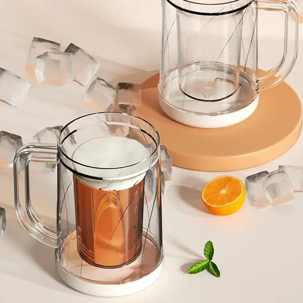 Inicio con asa Refrigerador de líquidos Taza congelada Verano Doble capa Congelador Jarras de cerveza Jarras de cerveza transparentes espesadas de PET