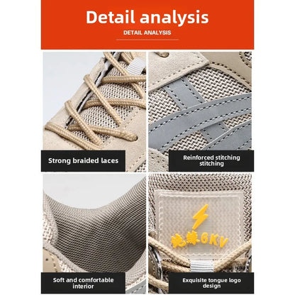 Nuevos zapatos de protección laboral ligeros y transpirables para hombres y mujeres, con puntera de acero antiaplastamiento y antipinchazos.