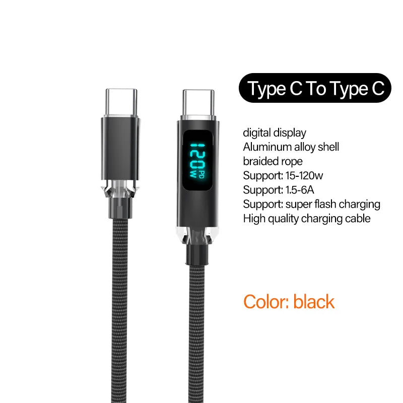 Cable USB tipo C JINMUXI PD de 120 W a USB C de 6 A, cargador de carga rápida para OPPO, Realme, Huawei Poco, Samsung, iPhone 15, cable de pantalla 16