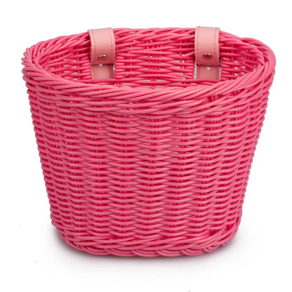 Conjunto de cesta de bicicleta para niños, timbre, borla y pegatinas. Cesta de bicicleta de ratán tejida a mano para manillar delantero. Accesorios de ciclismo.