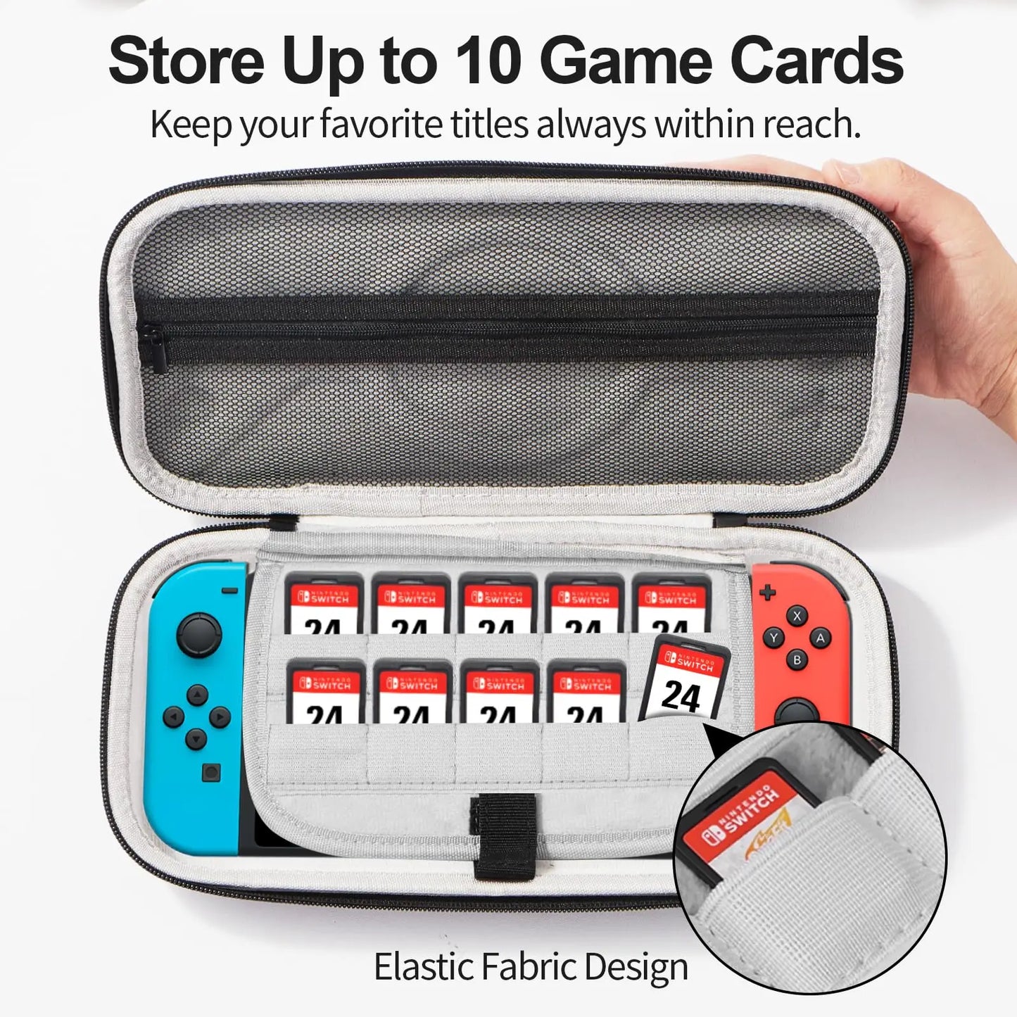 Estuche rígido portátil de EVA para Switch 2, bolsa de viaje para juegos con 10 cartuchos de juego para consola y accesorios Joy-Con.