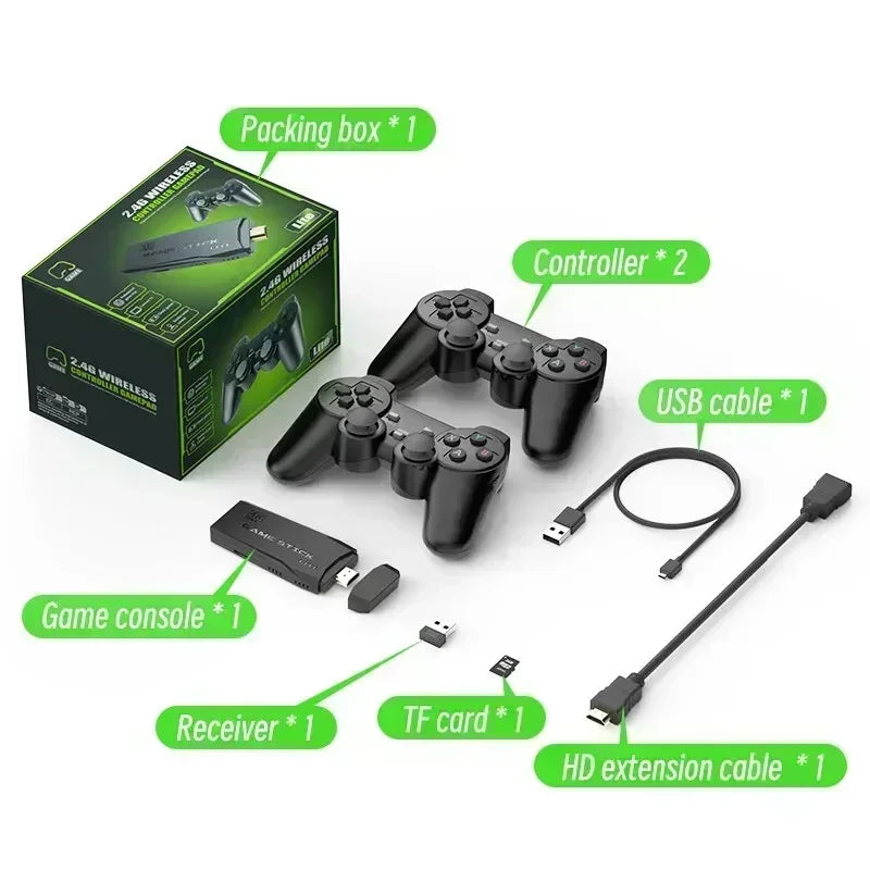 Consola de videojuegos para niños, doble mando inalámbrico, 4K HD, 2,4 G, M8, 20 000 juegos, 64 GB, juegos retro, regalo de Navidad