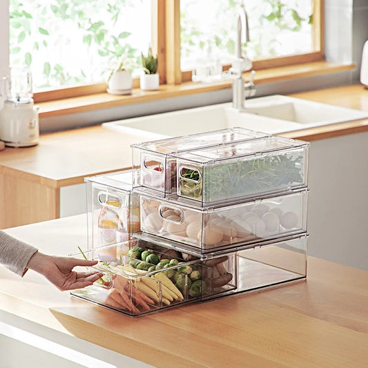 Caja de almacenamiento para refrigerador Der Sle, organizador para huevos, contenedor para conservación, caja de subpaquete de congelación, caja de plástico para alimentos