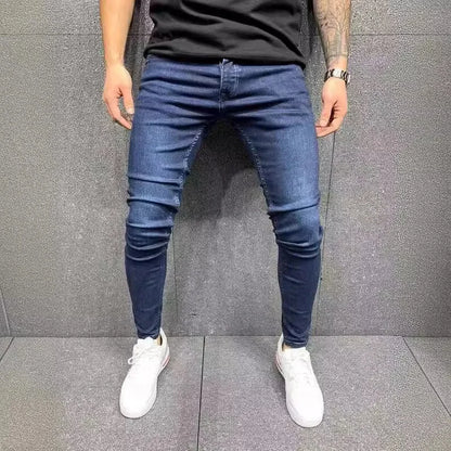 Spring Men Classic Elasticity  Pencil Jeans Jean Homme Man Soft Stretch Black Biker Masculino Denim Trousers Mens Solid Pants