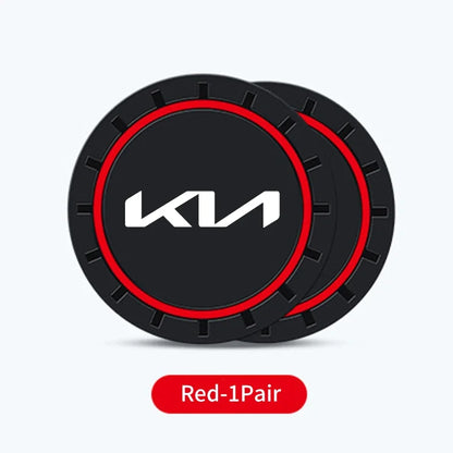 2 posavasos antideslizantes para coche, alfombrilla antipolvo, accesorios para KIA Stinger, Optima, Cerato, Soul, Venga, Forte, Spectra y Sedona.