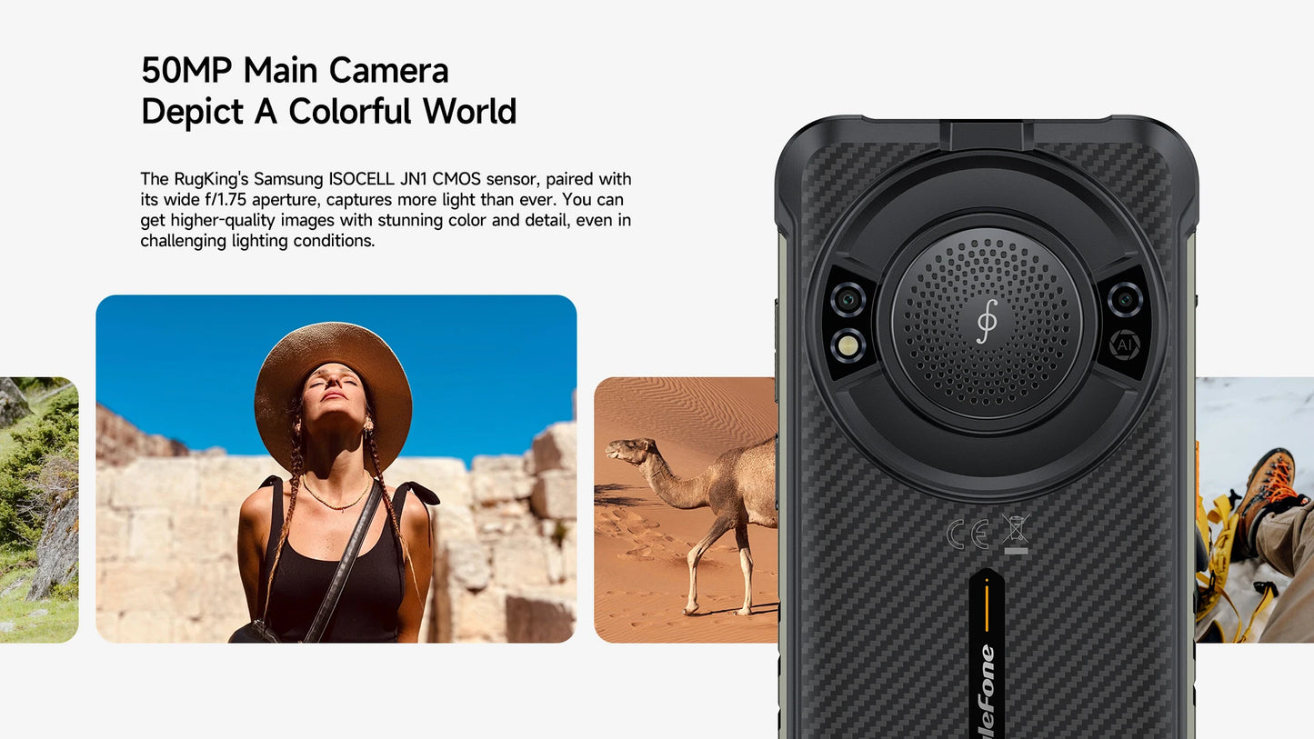 【Estreno mundial】Ulefone RugKing 4G Teléfono resistente Android 15 Hasta 16GB+256GB Smartphone resistente al agua 9600mAh NFC Versión global