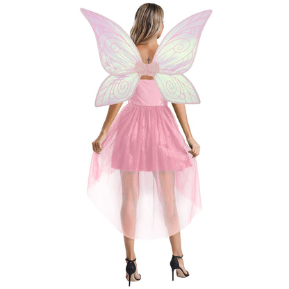 Womens Halloween Green Princess Dress Forest Tinker Costumes Bell Dress with Fairy Tale Wings for Carnival Roleplay Dress Up