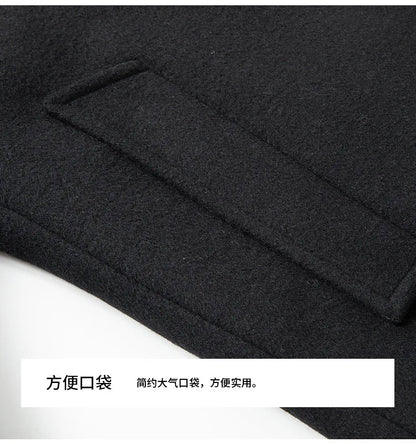 Abrigo cruzado para hombre, estilo marinero, chaqueta de lana, solapa larga, gabardina, cortavientos de invierno, moda masculina