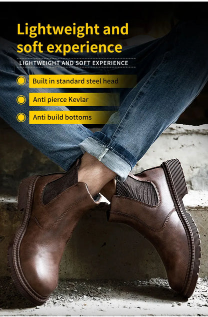 Zapatos de seguridad antideslizantes para hombre, botas de trabajo con puntera de acero, calzado de protección indestructible, botas de construcción antiaplastamiento, impermeables.