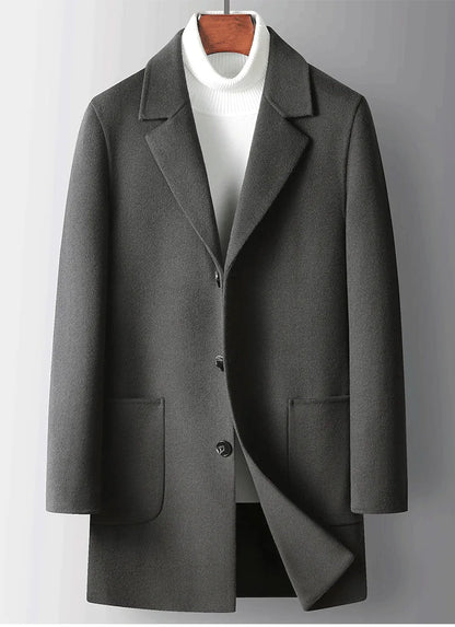 Brand Top Quality Double-Sided Woolen Men's Coat Autumn Winter Business Casual 71.8% Wool Male Medium Long Hommnre Coat