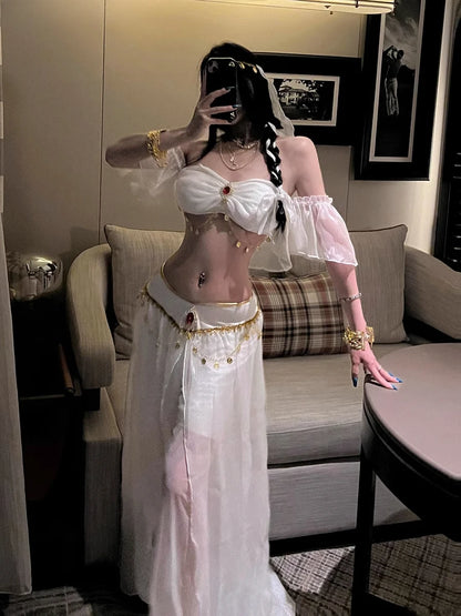 Role Playing Sexy Western Region Dancer Peacock Princess Greek Goddess Costume Hot Egyptian Indian Dancer Exotic Costume Stage