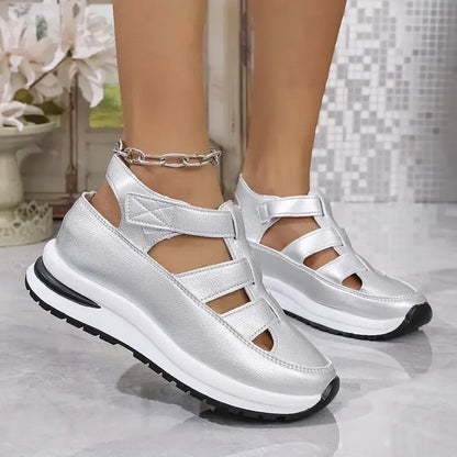 Sandalias de mujer de gran tamaño 2025, nuevas, con punta romana mágica y tacón grueso, zapatos casuales, cómodas, suela de goma y poliuretano mejorado.