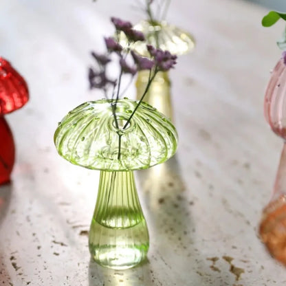 Jarrón de cristal transparente con forma de hongo, botella para aromaterapia, jarrón pequeño para el hogar, maceta hidropónica, decoración de mesa sencilla, decoración del hogar