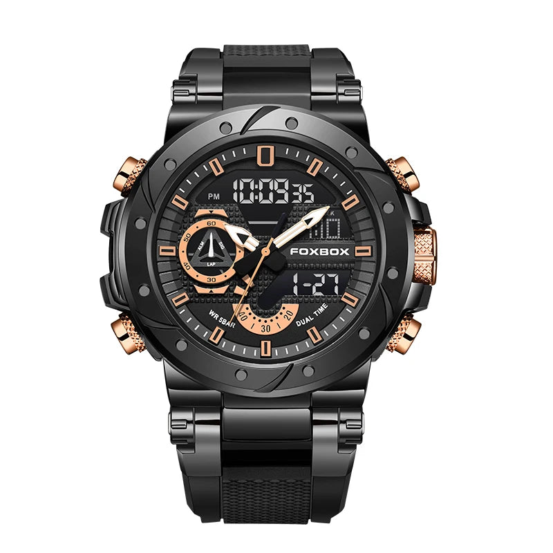 Reloj LIGE para hombre, correa de moda, deportivo, militar, calendario semanal, relojes de cuarzo, LED, pantalla dual, cronógrafo, relojes digitales para hombre