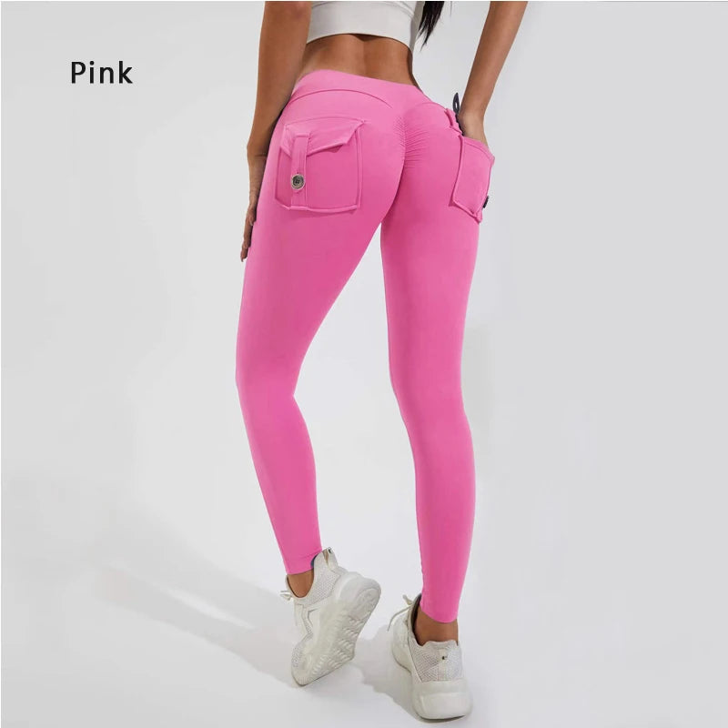 Pantalones de yoga DIAS FIT JOY de nailon, con bolsillo en los glúteos, ajustados, para mujer, deportivos, de fitness, realzan la cadera, transpirables, sin línea en T.