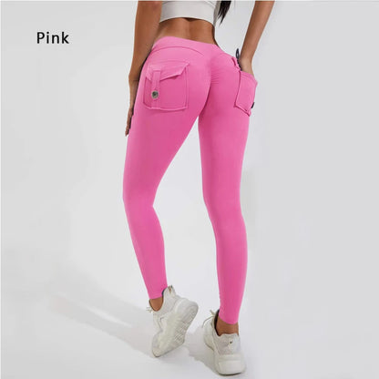 Pantalones de yoga DIAS FIT JOY de nailon, con bolsillo en los glúteos, ajustados, para mujer, deportivos, de fitness, realzan la cadera, transpirables, sin línea en T.
