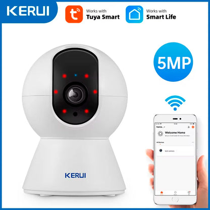 KERUI Mini cámara IP inalámbrica para interiores de 5 MP Tuya Smart WiFi, cámara de vigilancia CCTV de seguridad para el hogar con seguimiento automático Onvif