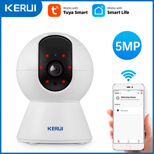 KERUI Mini cámara IP inalámbrica para interiores de 5 MP Tuya Smart WiFi, cámara de vigilancia CCTV de seguridad para el hogar con seguimiento automático Onvif