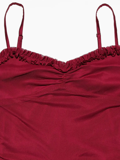 Vestidos de fiesta de malla irregular Suninheart 2024, nuevos modelos, vestido ajustado con tirantes finos, vestido largo fruncido de moda para mujer.