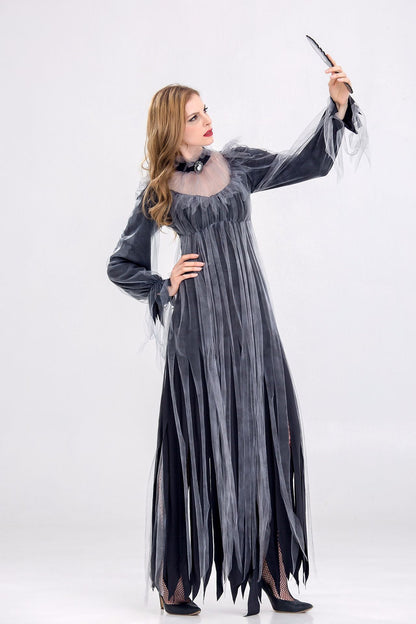 Horror Cosplay Witch Women Scary Zombie Vampire Halloween Carnival Costume Spooky Ghost Medieval Hooded Cape Day of The Dead