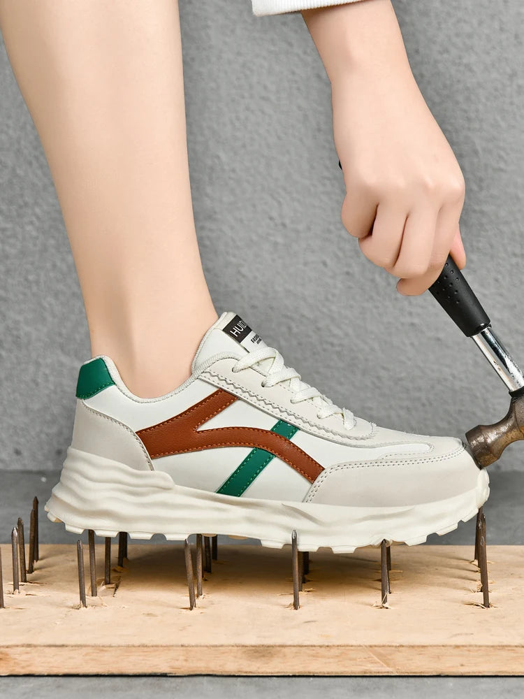 Zapatos de seguridad de moda para mujer, botas con puntera de acero, zapatillas de trabajo antipinchazos, botas de trabajo antideslizantes.