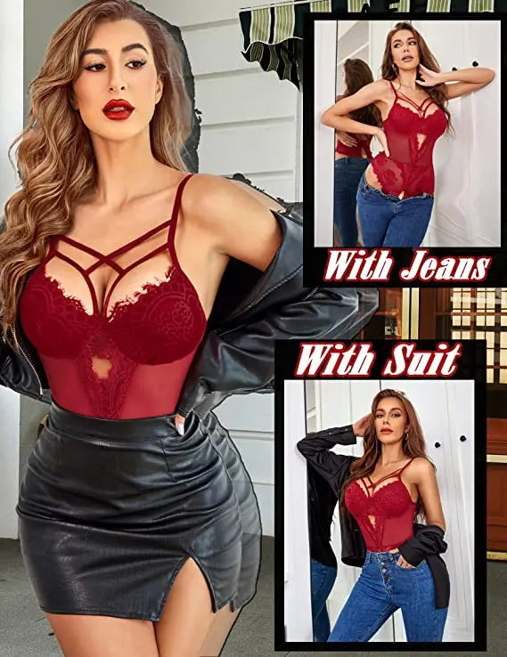 2025 Lencería de mujer Ropa interior sexy para mujer Bodys enteros Lencería erótica Conjunto de mujer Lencería femenina Fresa vs. Nuevo