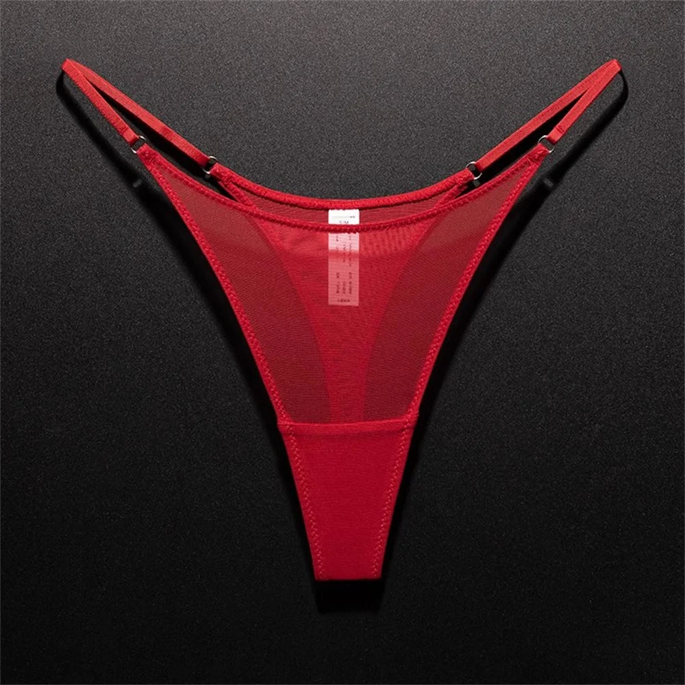 Tanga de mujer con abertura alta sin costuras, malla ultrafina, ropa interior sexy, gasa transparente, deportiva, fitness, talla grande