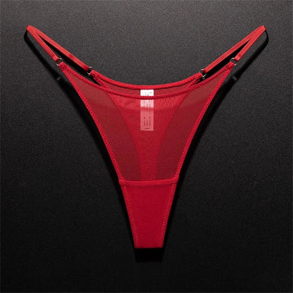 Tanga de mujer con abertura alta sin costuras, malla ultrafina, ropa interior sexy, gasa transparente, deportiva, fitness, talla grande