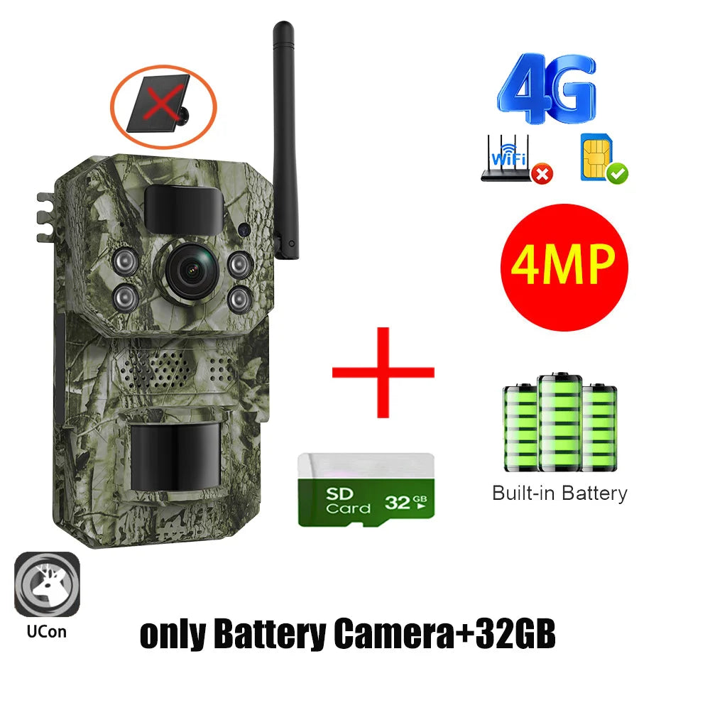 Cámara INQMEGA4G 2K 5MP con sensor de movimiento PIR, temporizador de disparo, visión nocturna, IP66, ideal para caza, senderismo, fauna silvestre, con batería y carga solar.