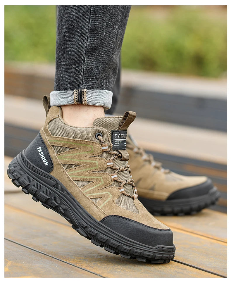 Calzado de seguridad para hombre, zapatos de trabajo con puntera de plástico antiaplastamiento y antiperforación, aislantes, para exteriores, informales, botas de protección laboral, calzado seguro.