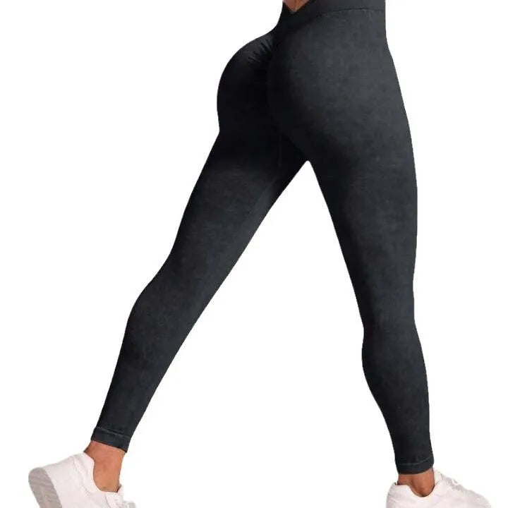 Leggings de nailon para gimnasio, yoga, espalda en V, efecto push-up en glúteos, ciclismo, fitness, ropa deportiva para entrenamiento.