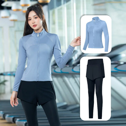 Conjunto de 2 piezas de traje de yoga para mujer, para correr, deportes, gimnasio, correr por la mañana, primavera, verano, ropa profesional de secado rápido, moda de otoño, fitness