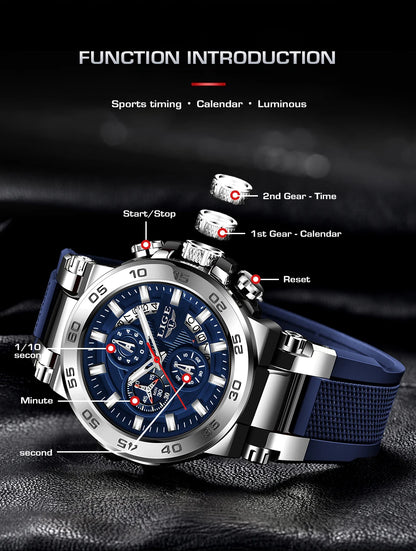 Relojes LIGE 2025 para hombre, nuevos, a la moda, con correa de silicona, sencillos, deportivos, militares, con fecha, resistentes al agua 50M, de cuarzo, para caballero, reloj + caja.