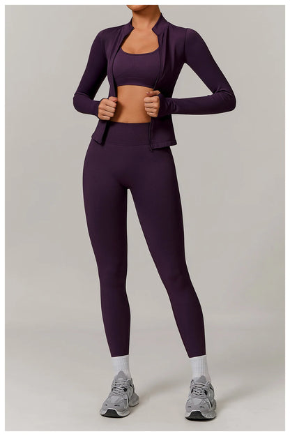 Conjunto de yoga deportivo sin costuras para mujer, 2 o 3 piezas, ropa deportiva para gimnasio, conjuntos de yoga para mujer, chándales, sujetador deportivo, leggings para gimnasio