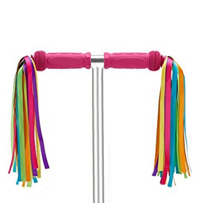 Accesorios para patinetes deportivos al aire libre ABYB para niños, cintas, molinos de viento, borlas y timbres para coche.